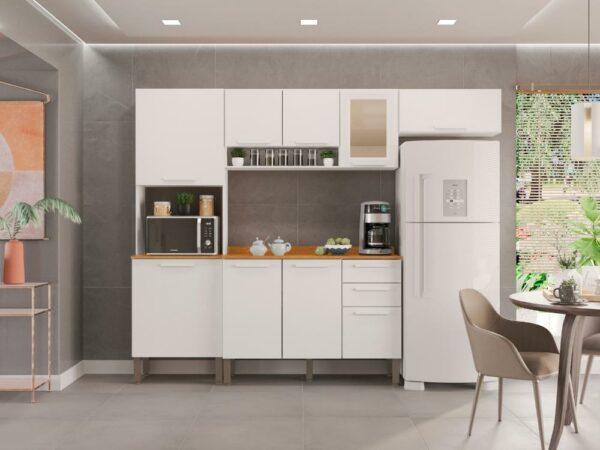 Cozinha Completa New Valência com Aéreo 3 portas Reflecta 4 peças - Branco