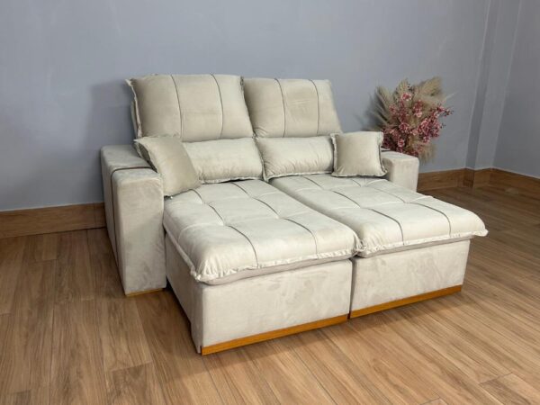 Sofá Retrátil e Reclinável 1,80m Veludão Bege Oasis Imperial